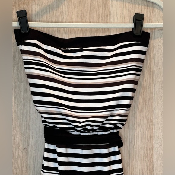 White House Black Market Striped Strapless Stretch Fabric Dress Size XXS - Picture 5 of 11